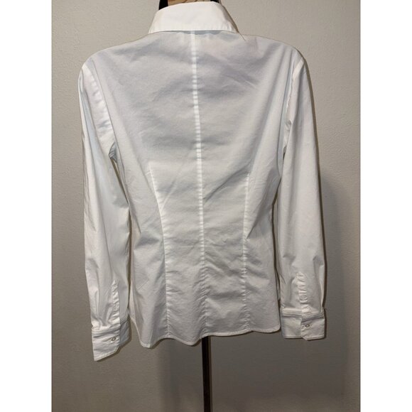 Loft Top Blouse  Women Small Size 4 White Long Sleeve Collar Button Front - Picture 5 of 7